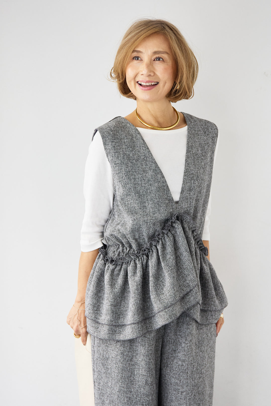 マルチウェイ ラッフルカラーロンパース