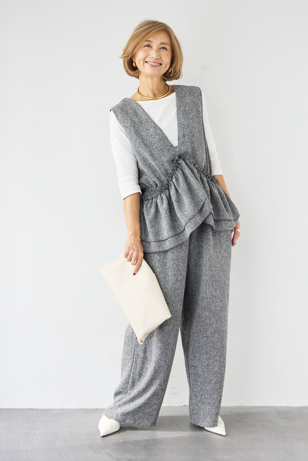 マルチウェイ ラッフルカラーロンパース