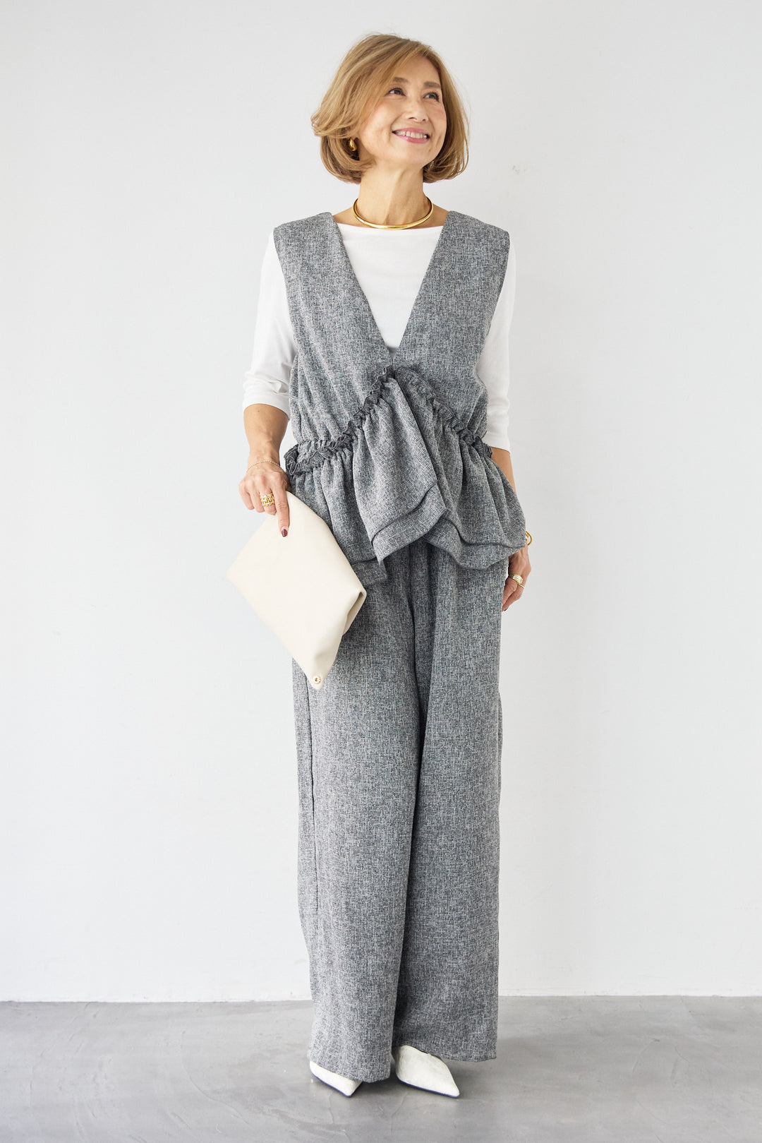 マルチウェイ ラッフルカラーロンパース