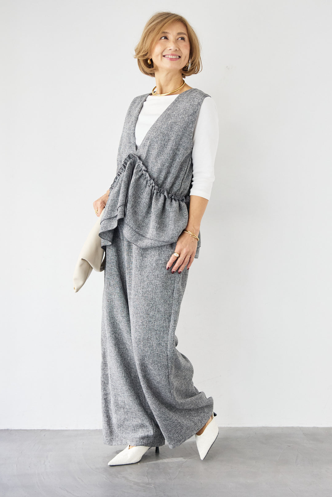 マルチウェイ ラッフルカラーロンパース