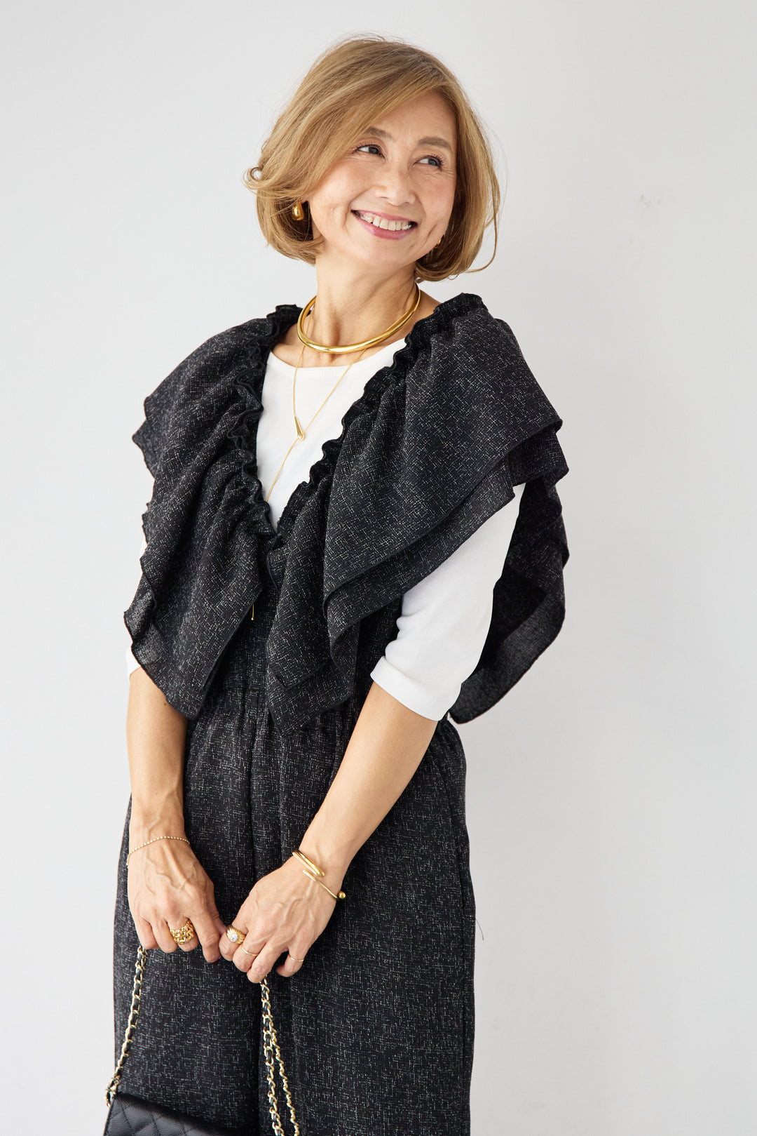 マルチウェイ ラッフルカラーロンパース