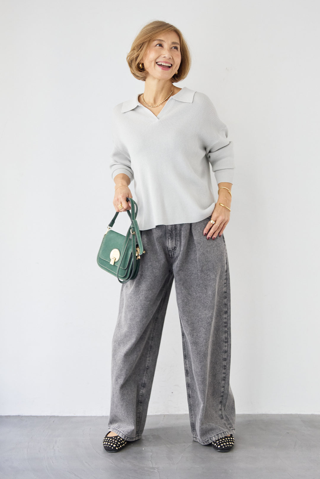 デニムタックカーブパンツ