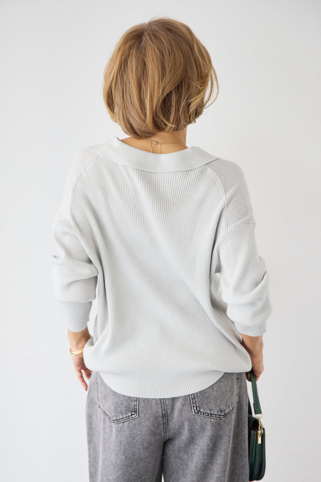 スキッパーカラーリブニット