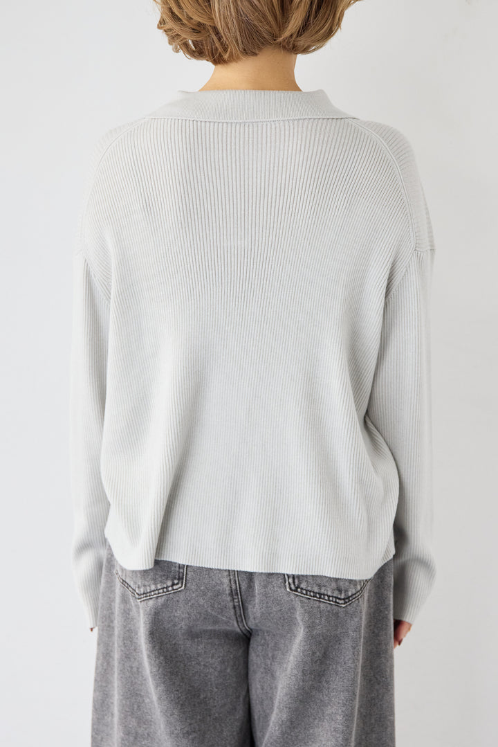 スキッパーカラーリブニット