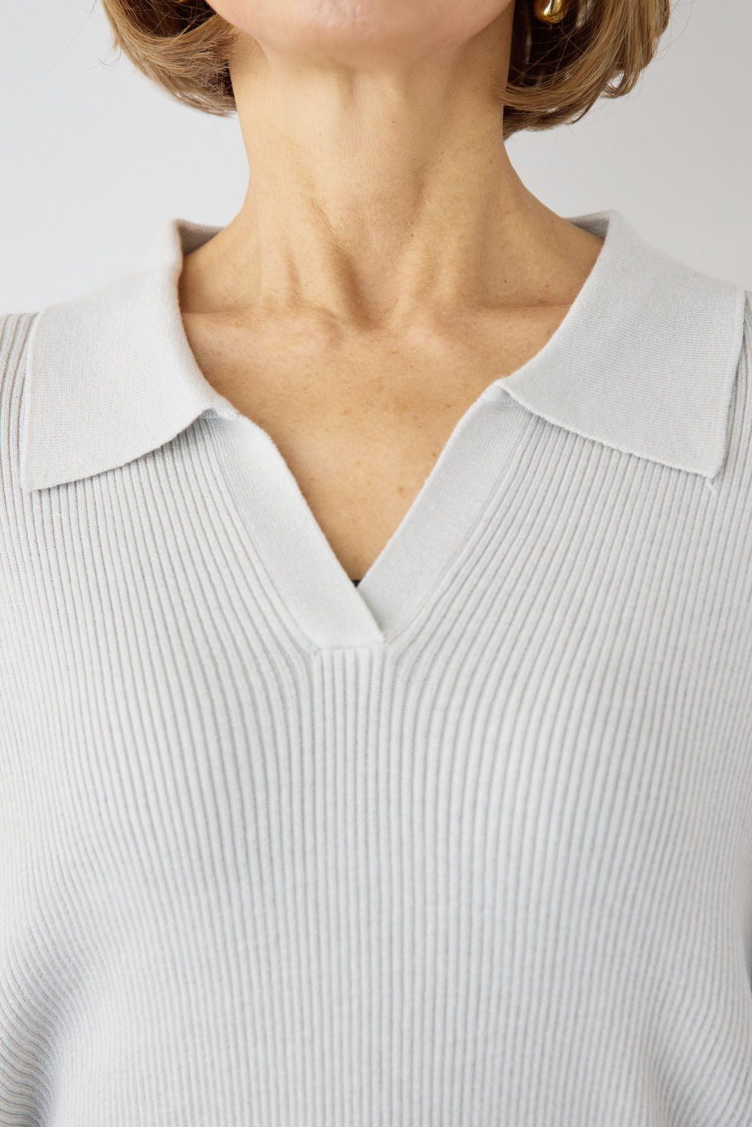 スキッパーカラーリブニット