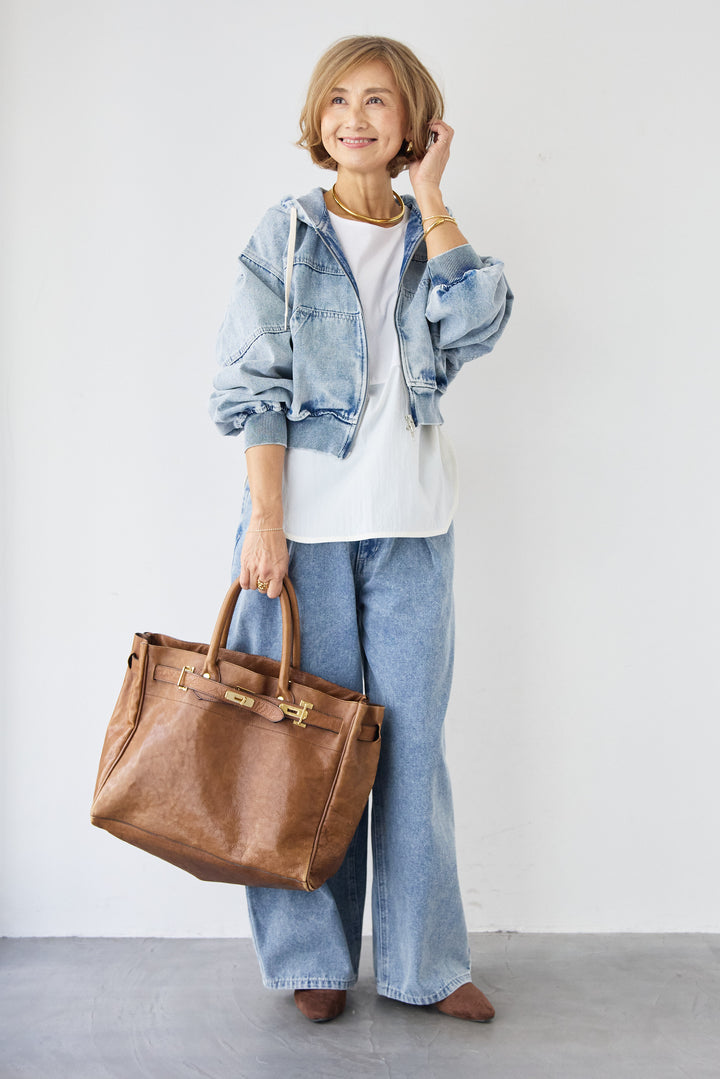 Wジップ デニムパーカーブルゾン