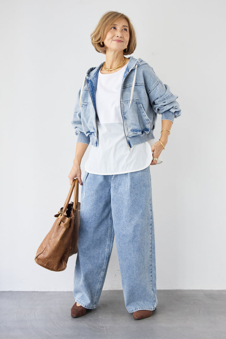 Wジップ デニムパーカーブルゾン