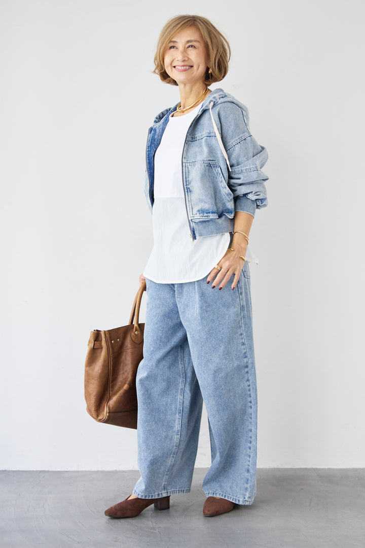 Wジップ デニムパーカーブルゾン