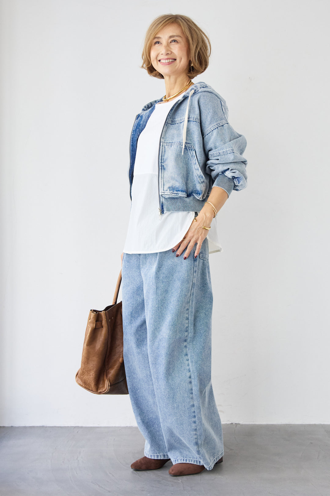 Wジップ デニムパーカーブルゾン