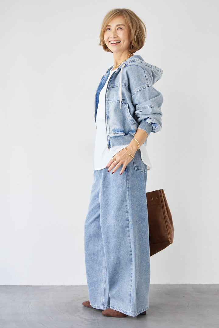 Wジップ デニムパーカーブルゾン