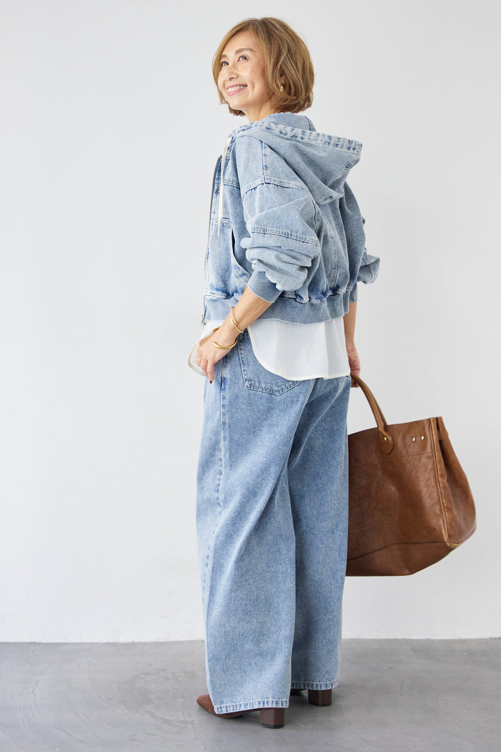 Wジップ デニムパーカーブルゾン