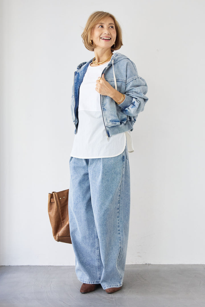 デニムタックカーブパンツ