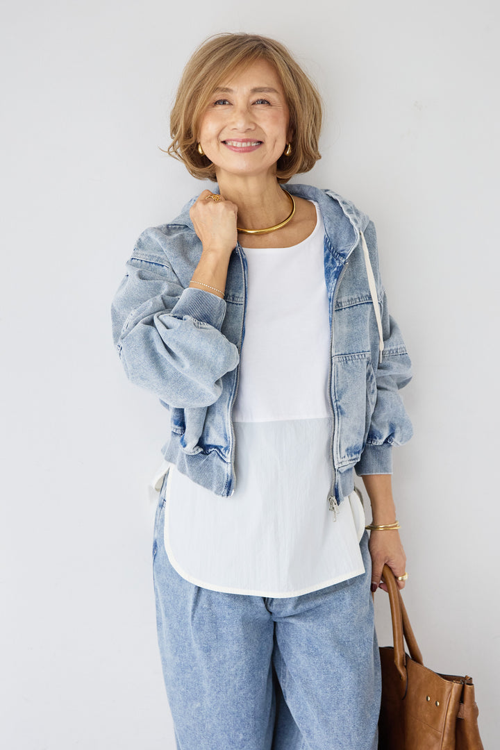 Wジップ デニムパーカーブルゾン