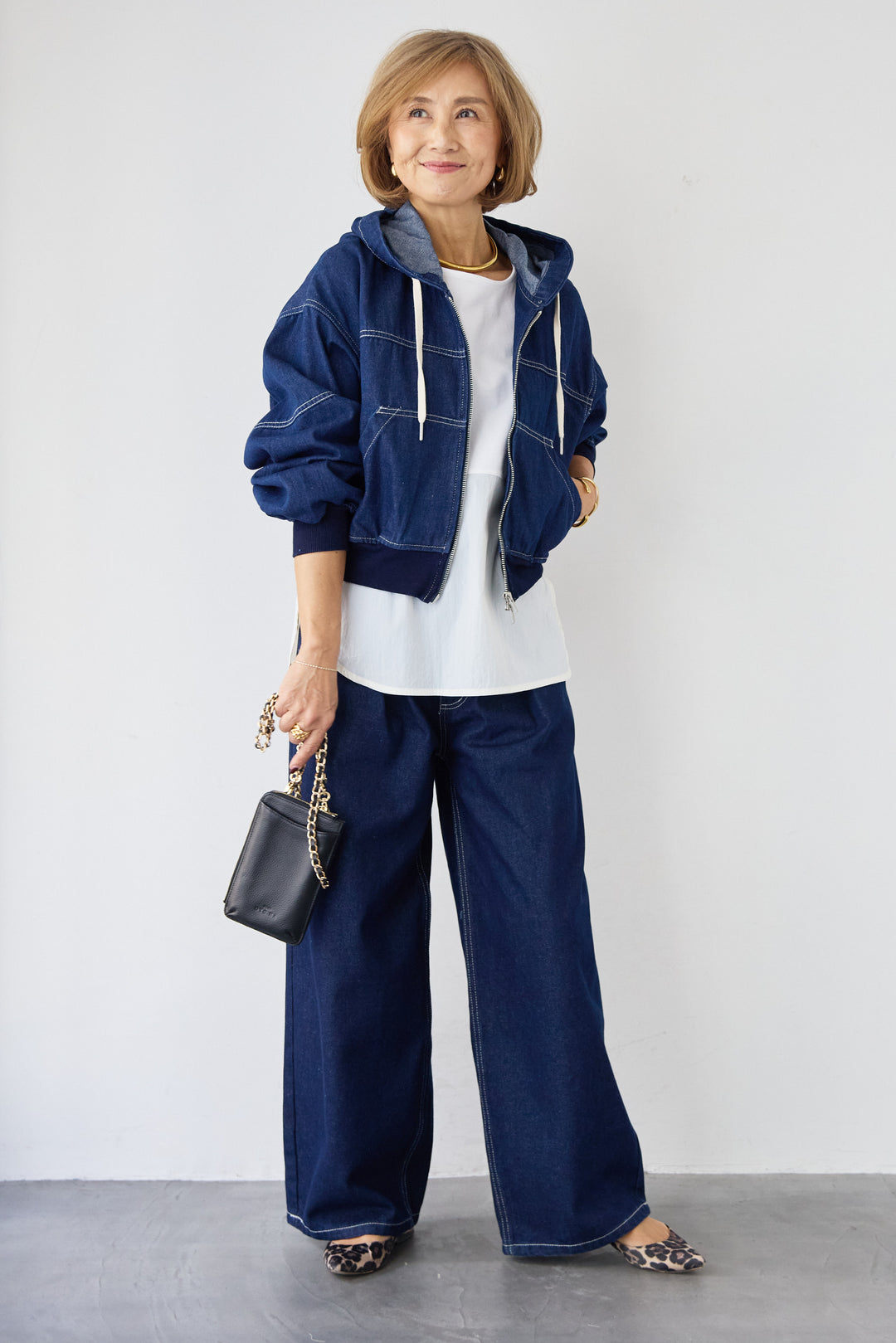 Wジップ デニムパーカーブルゾン