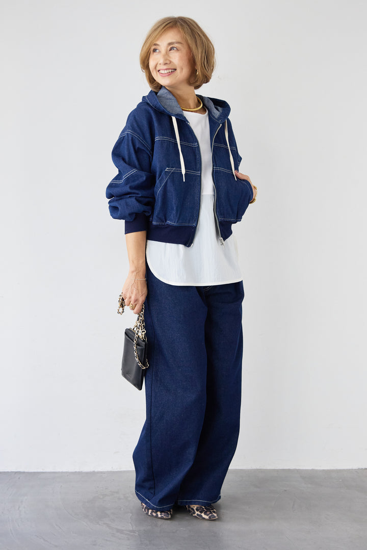 デニムタックカーブパンツ