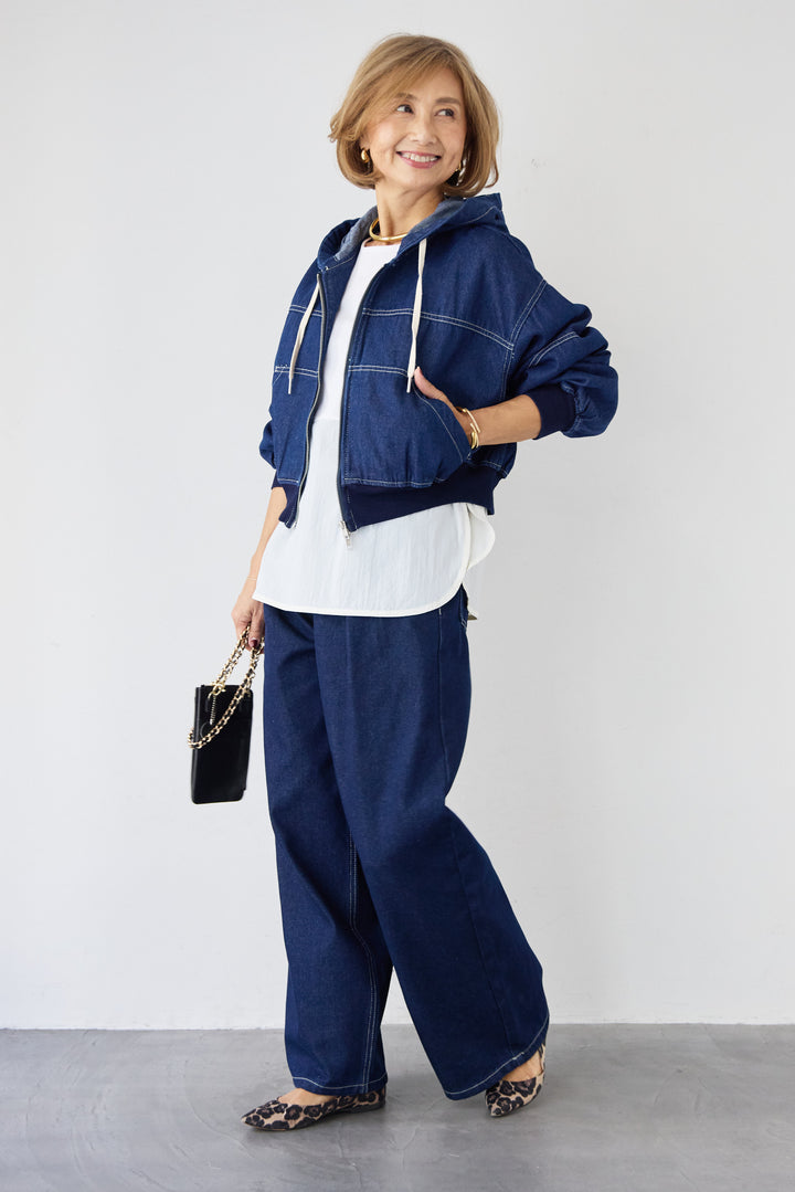 Wジップ デニムパーカーブルゾン