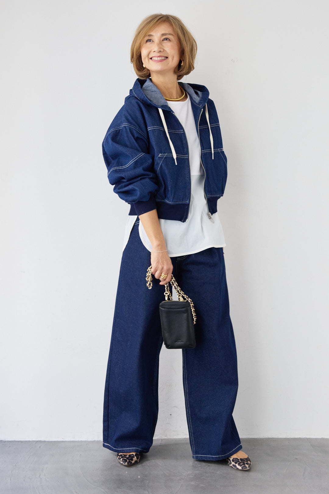 Wジップ デニムパーカーブルゾン