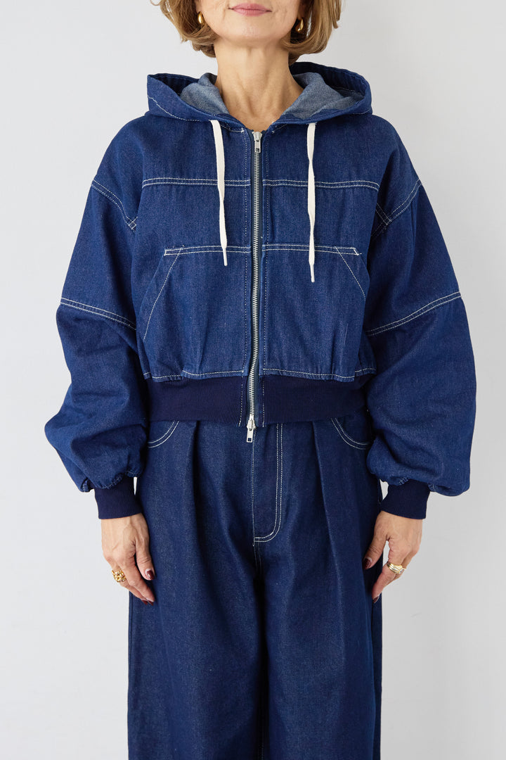Wジップ デニムパーカーブルゾン