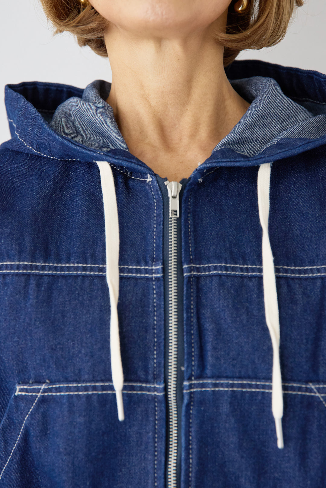 Wジップ デニムパーカーブルゾン