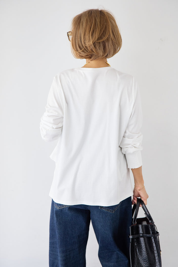 [SET]コンパクトスムース ドッキングフリル+カーブデニムパンツ(2set)