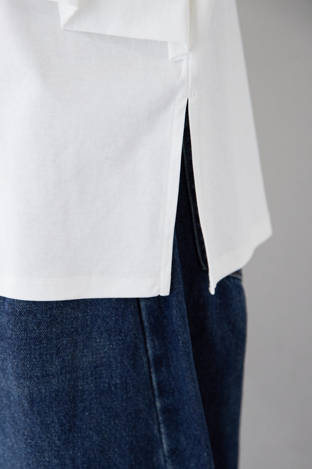 [SET]コンパクトスムース ドッキングフリル+カーブデニムパンツ(2set)