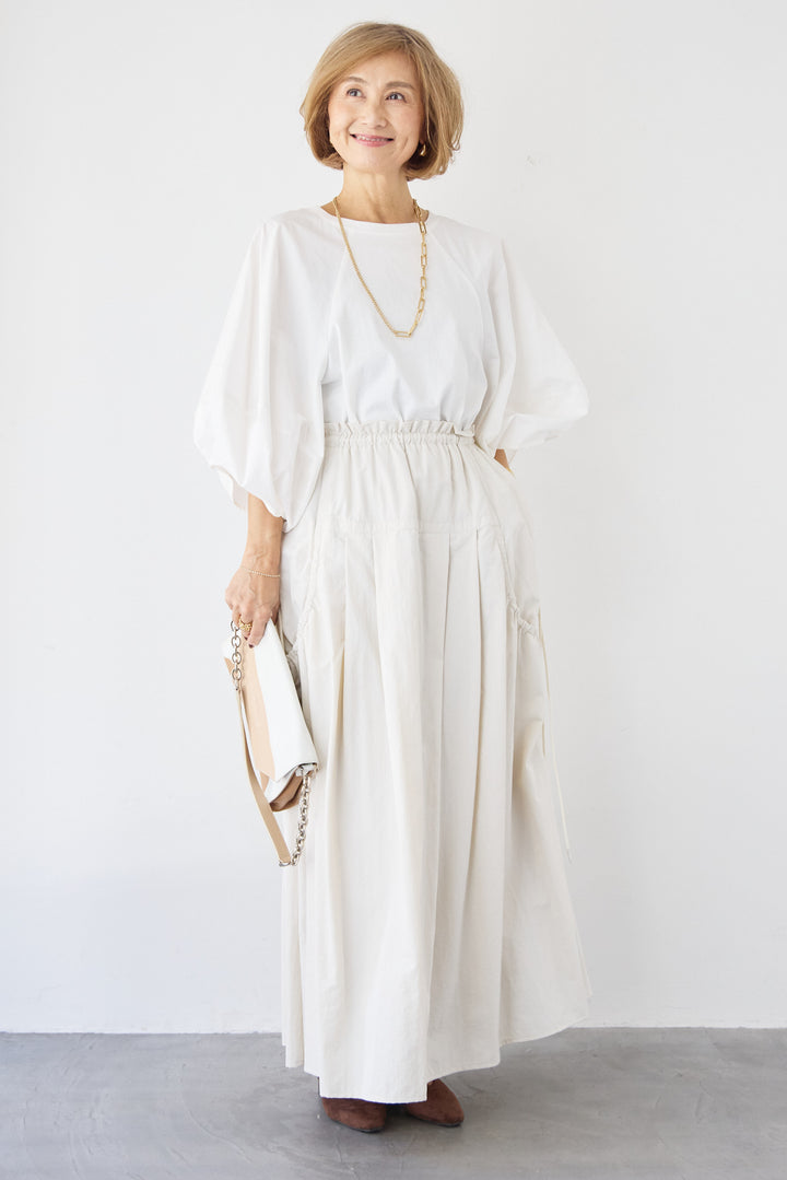 [SET]ランタンスリーブプルオーバー+サイドドロストポケットスカート(2set)