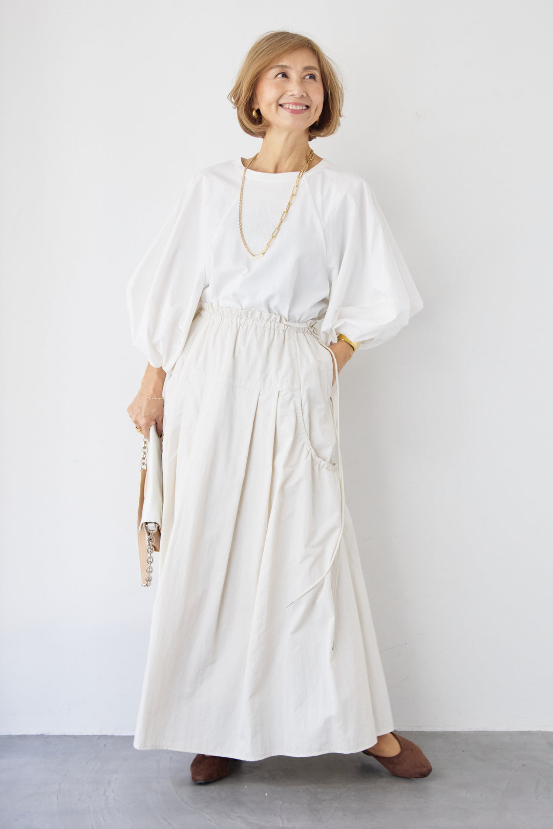 [SET]ランタンスリーブプルオーバー+サイドドロストポケットスカート(2set)