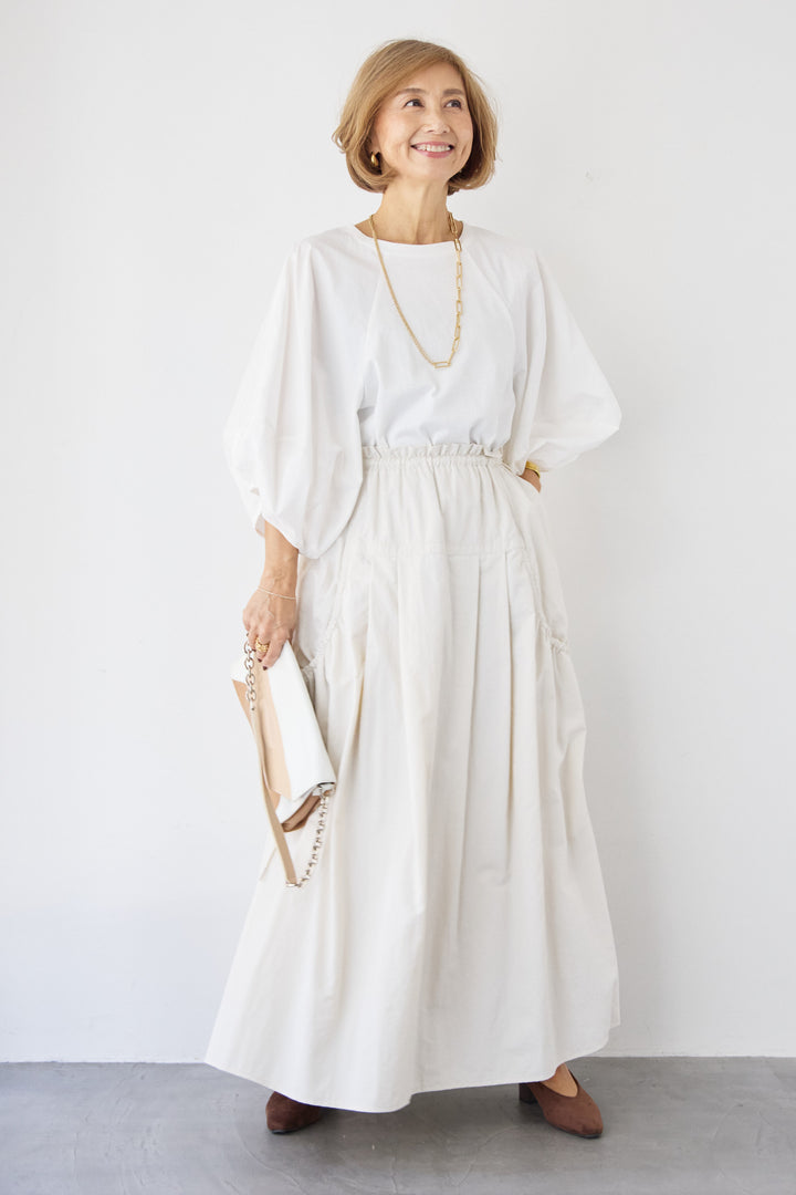 [SET]ランタンスリーブプルオーバー+サイドドロストポケットスカート(2set)