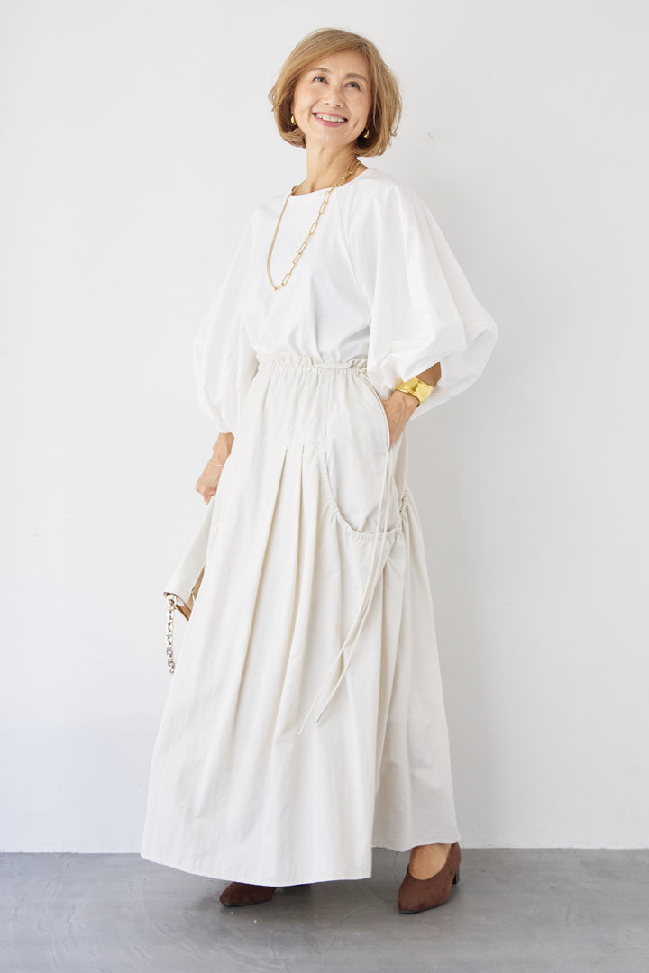 [SET]ランタンスリーブプルオーバー+サイドドロストポケットスカート(2set)