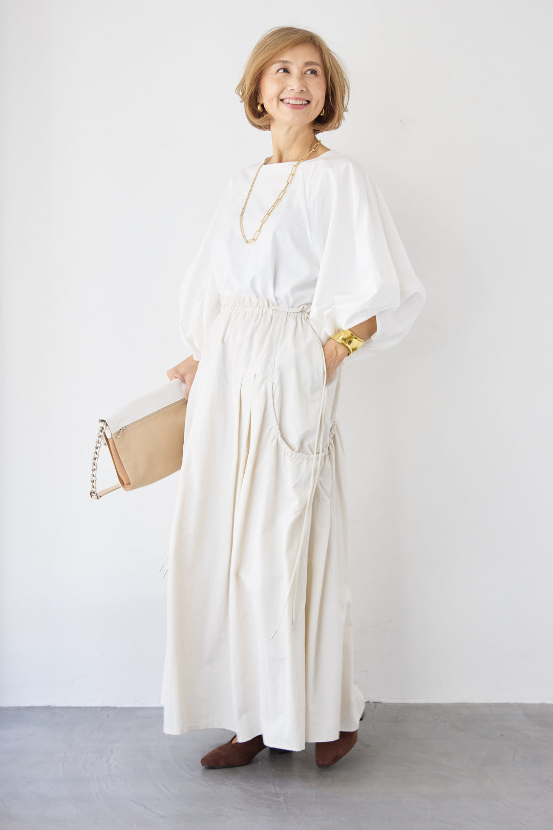 [SET]ランタンスリーブプルオーバー+サイドドロストポケットスカート(2set)