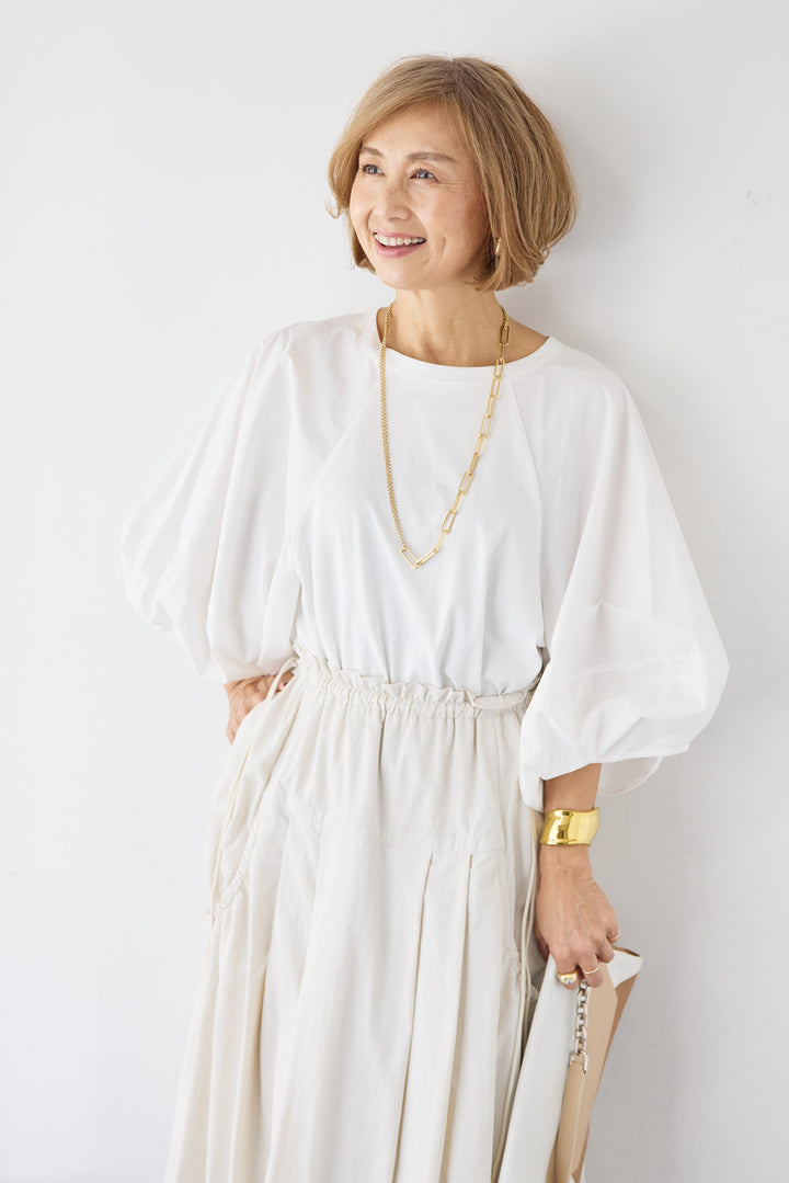 [SET]ランタンスリーブプルオーバー+サイドドロストポケットスカート(2set)