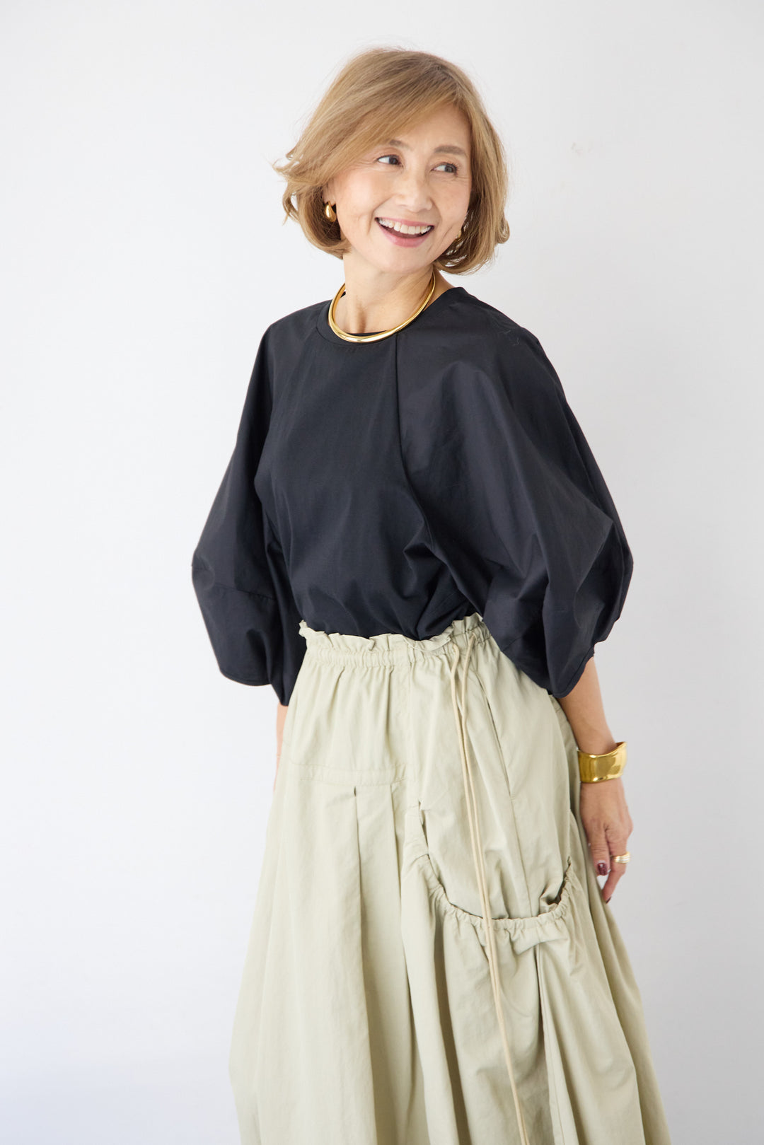 [SET]ランタンスリーブプルオーバー+サイドドロストポケットスカート(2set)