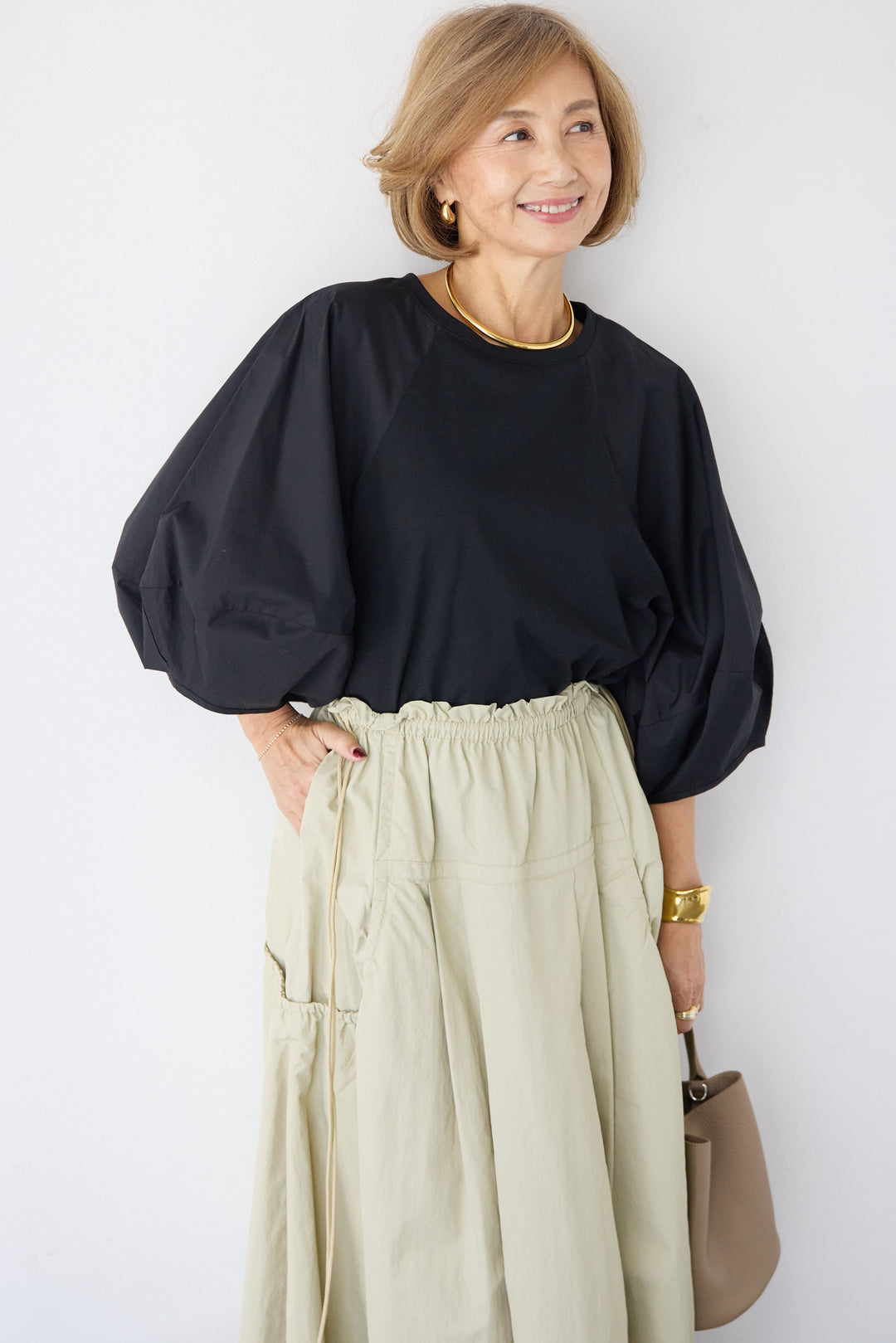 [SET]ランタンスリーブプルオーバー+サイドドロストポケットスカート(2set)