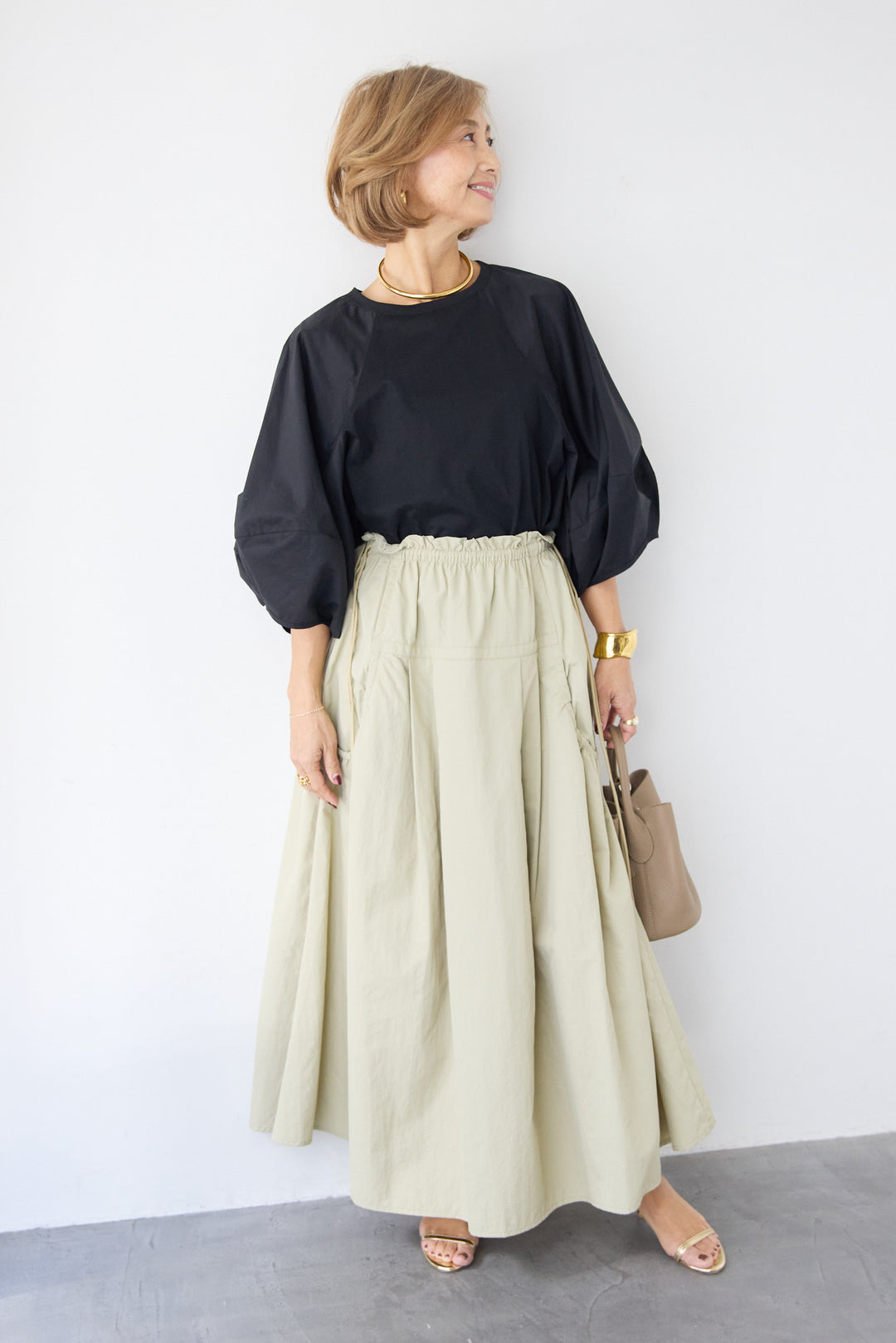 [SET]ランタンスリーブプルオーバー+サイドドロストポケットスカート(2set)