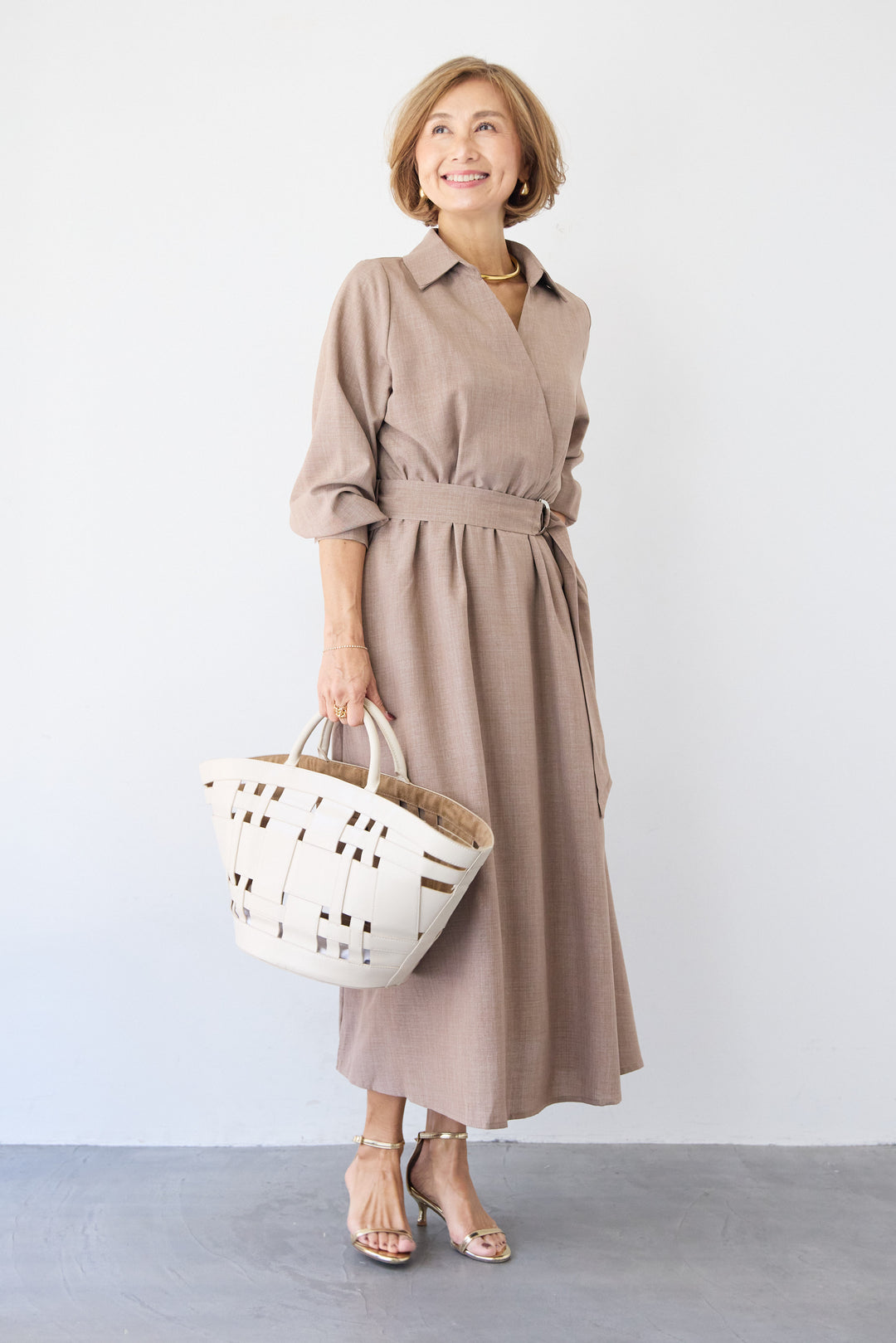 ウエストマークシャツワンピース