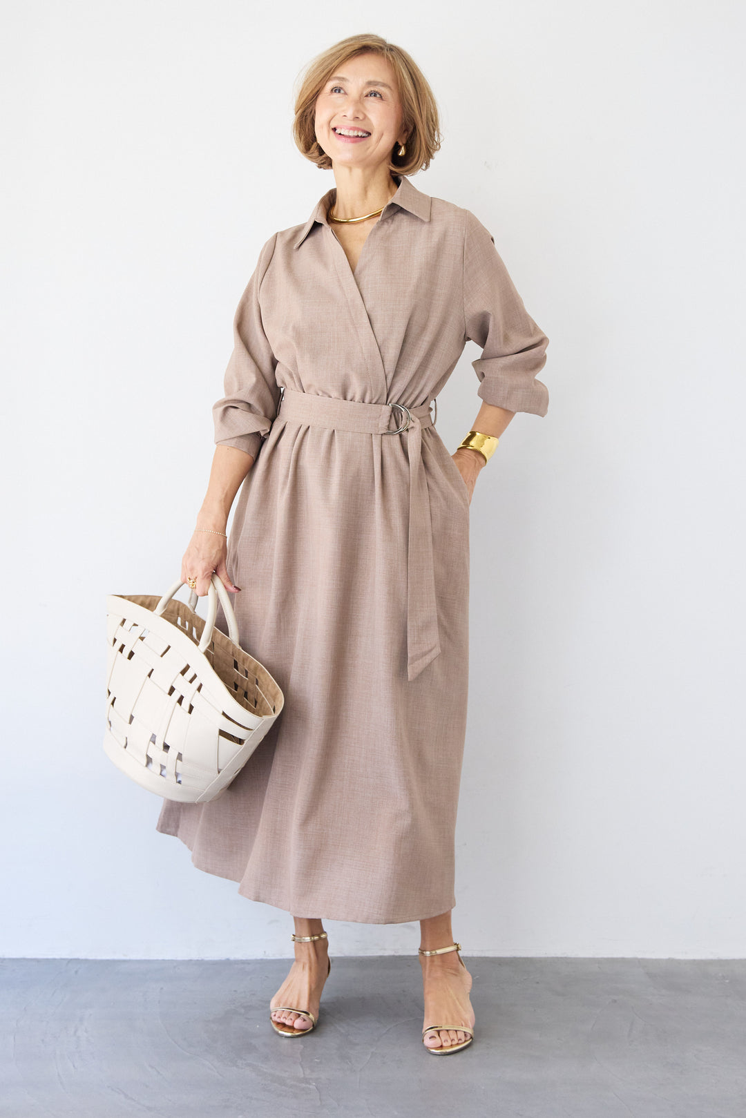 ウエストマークシャツワンピース