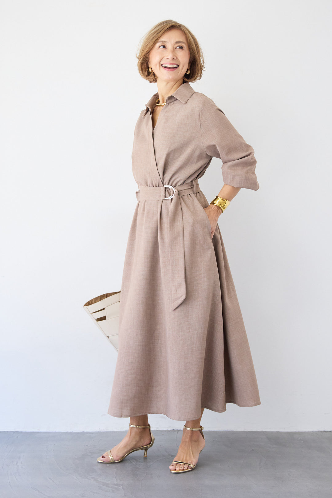 ウエストマークシャツワンピース