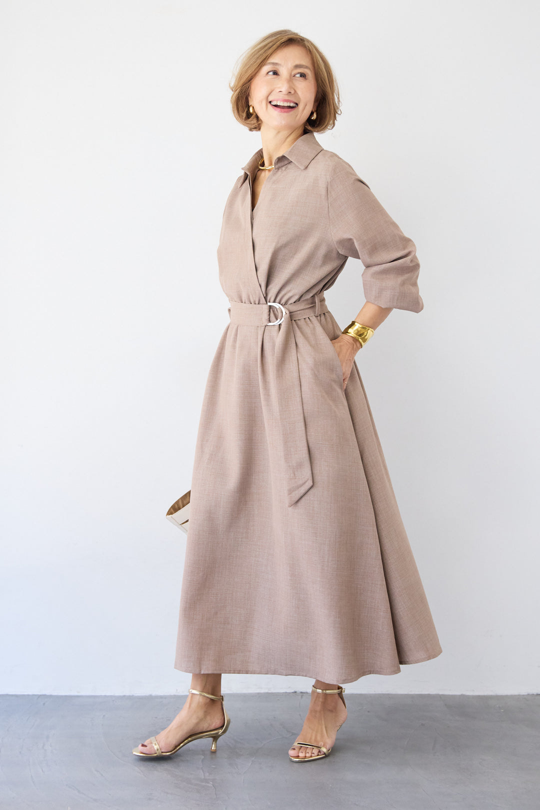 ウエストマークシャツワンピース