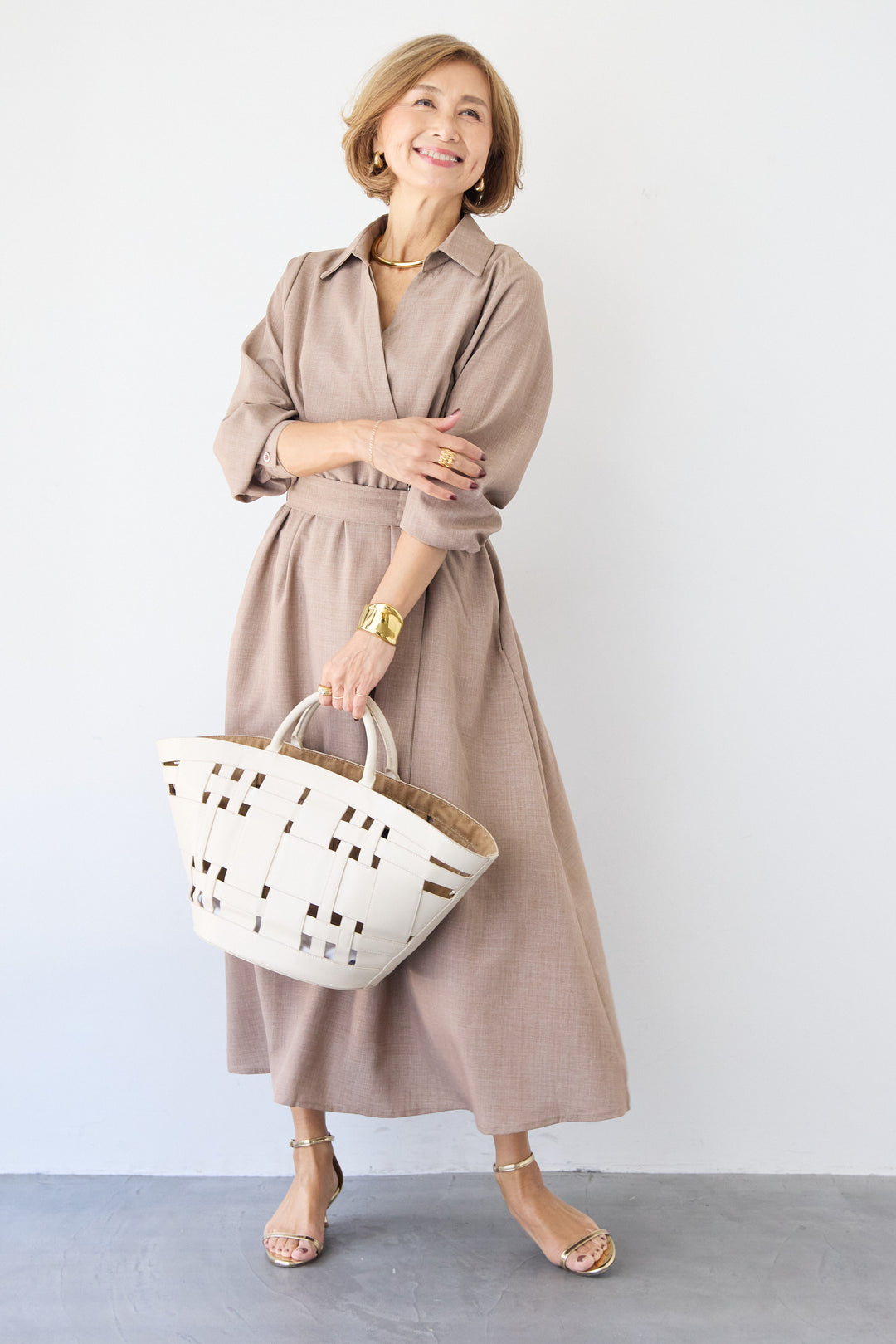 ウエストマークシャツワンピース