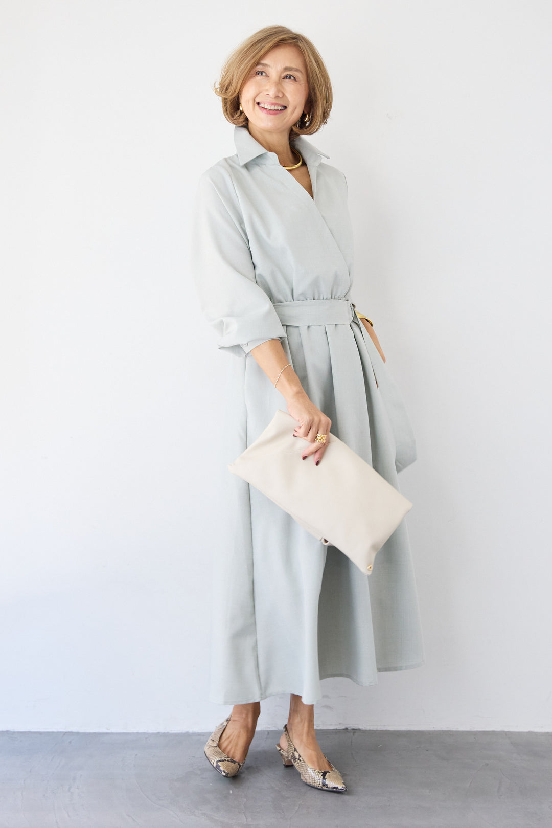 ウエストマークシャツワンピース