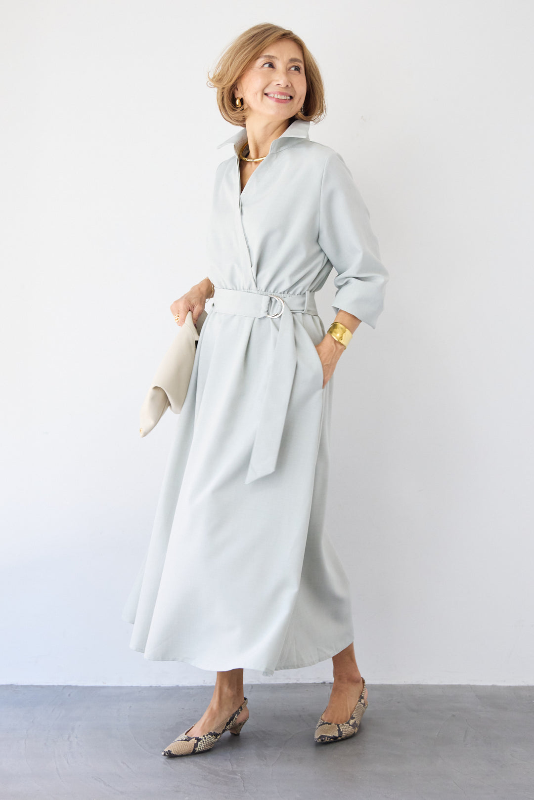 ウエストマークシャツワンピース