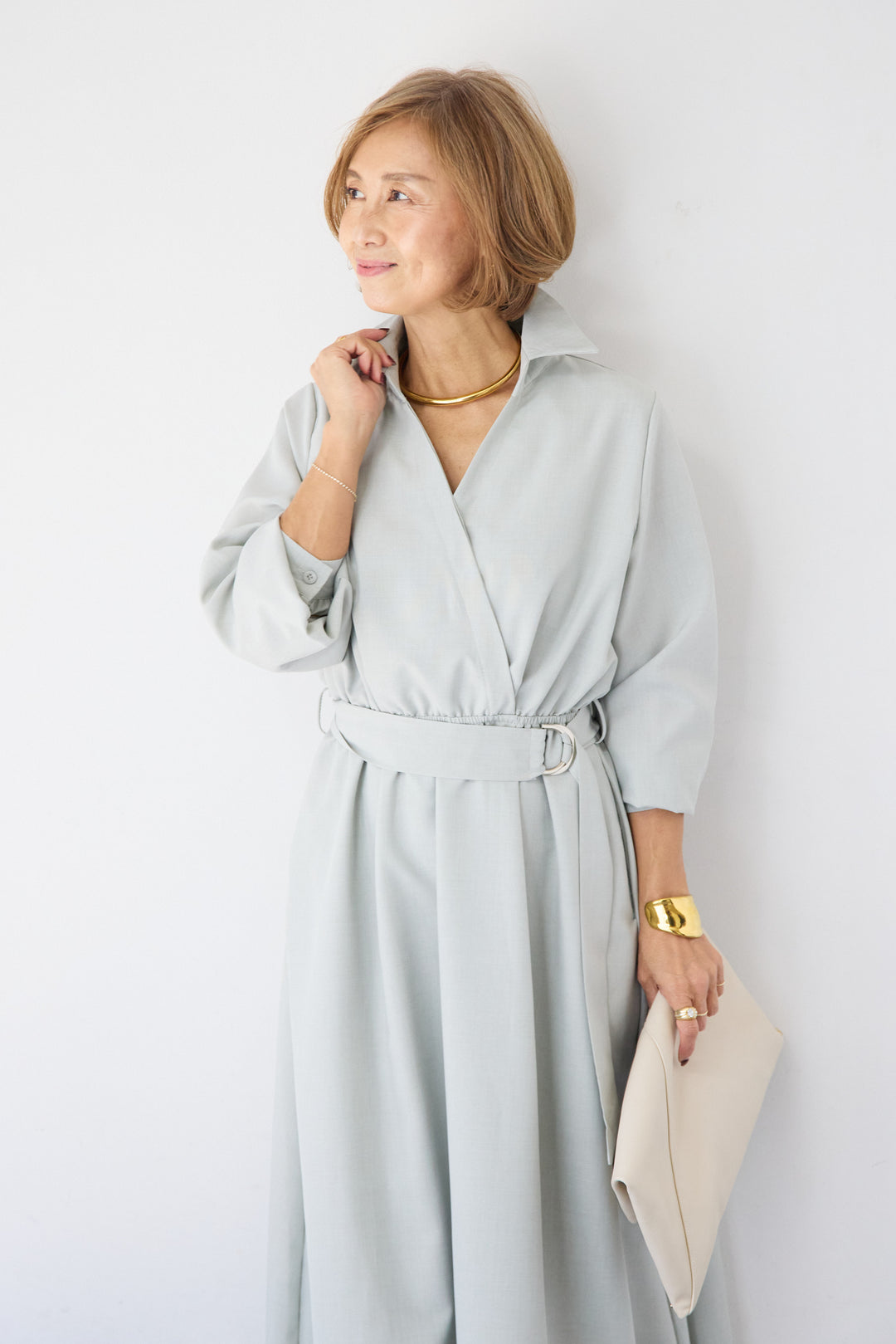 ウエストマークシャツワンピース