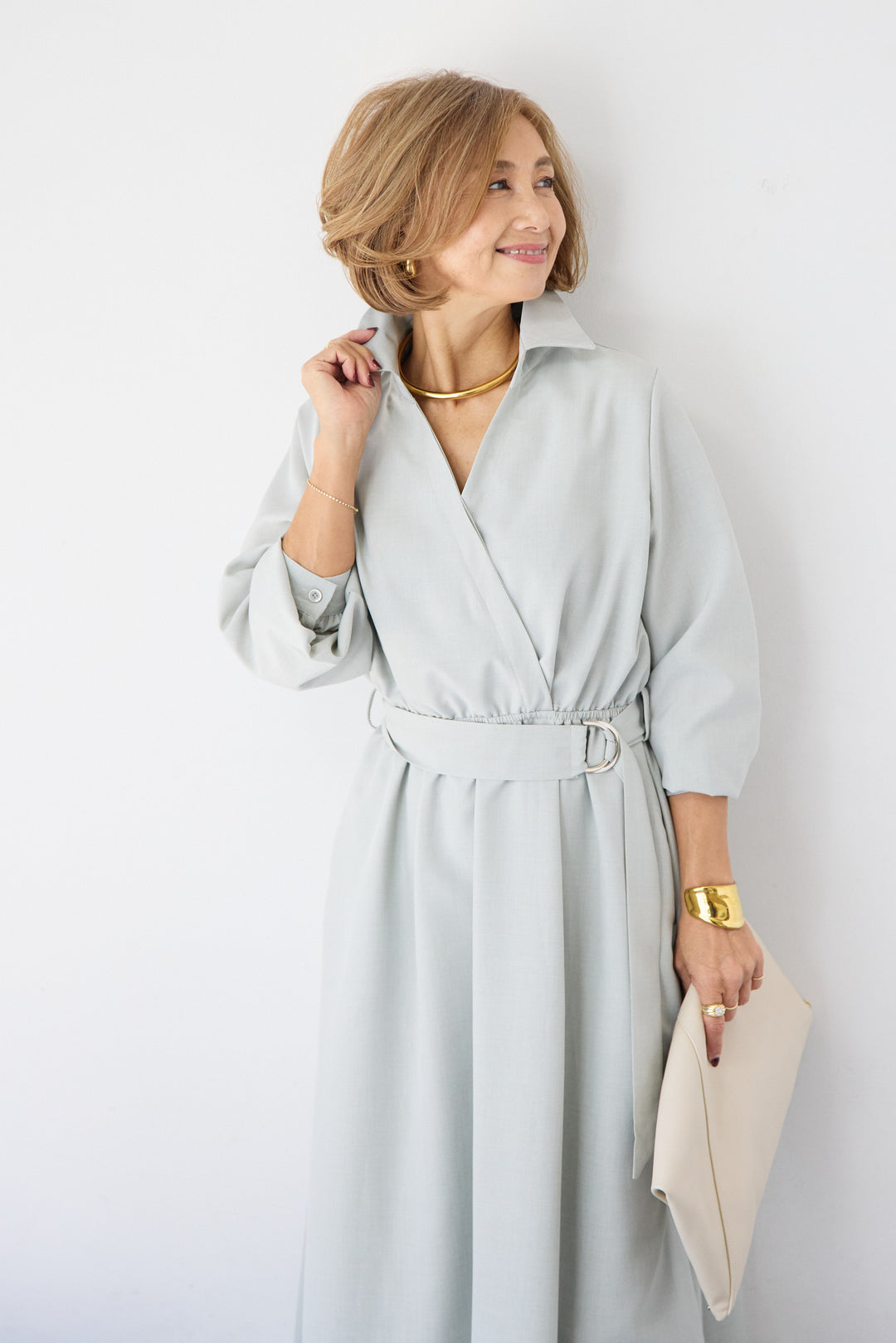 ウエストマークシャツワンピース