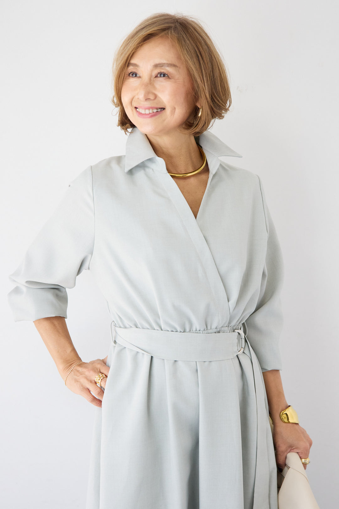 ウエストマークシャツワンピース