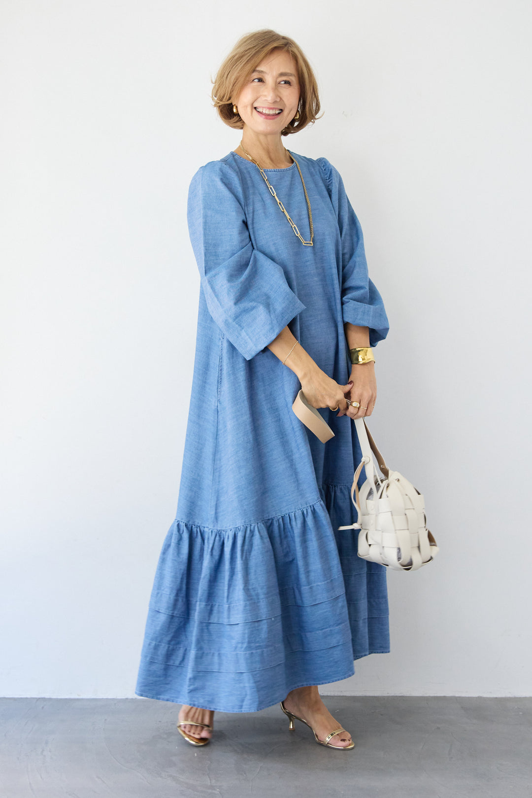 ティアードデニムワンピース