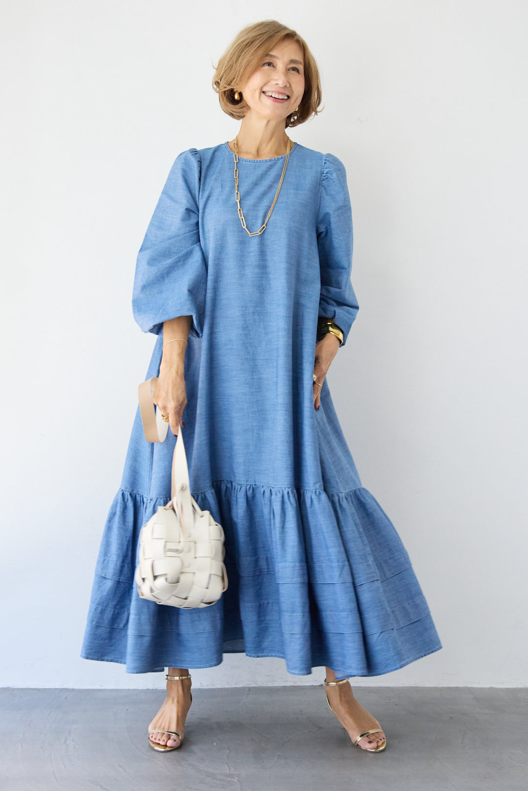 ティアードデニムワンピース