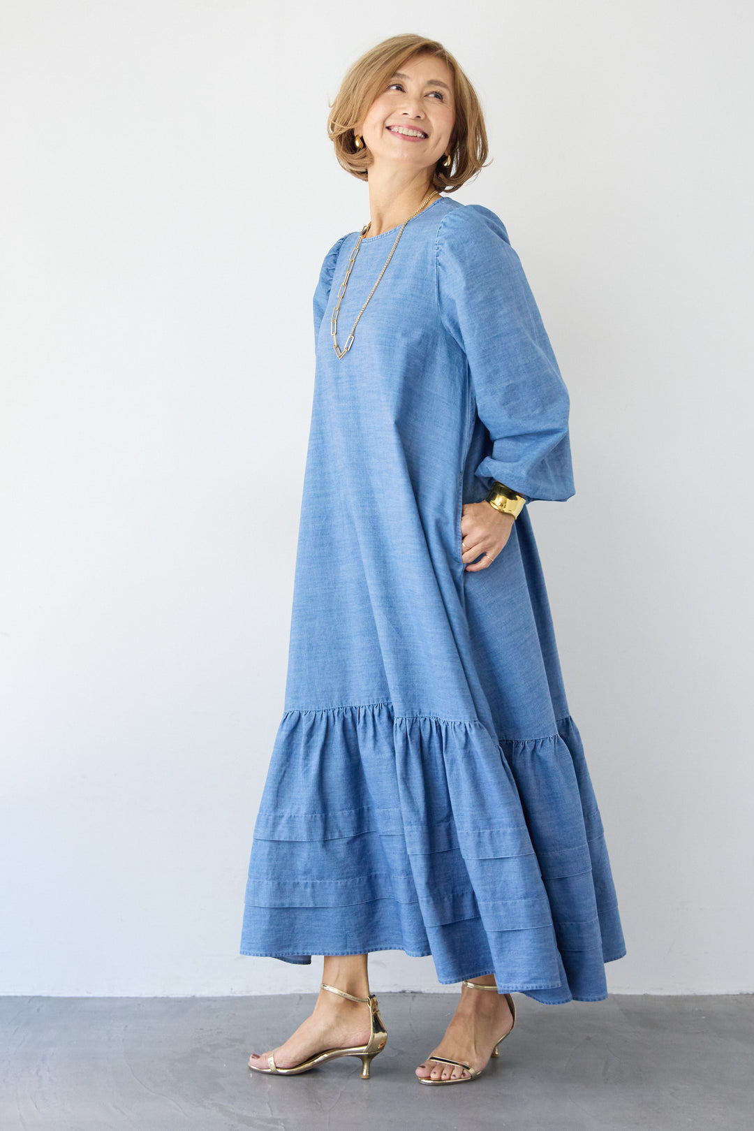 ティアードデニムワンピース