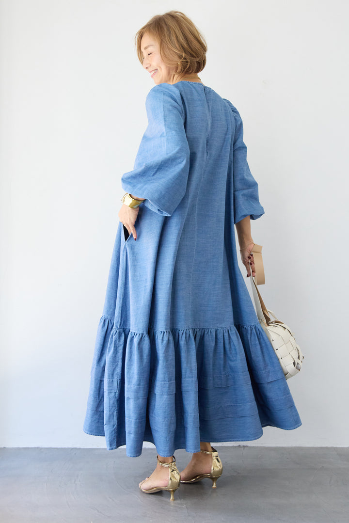 ティアードデニムワンピース