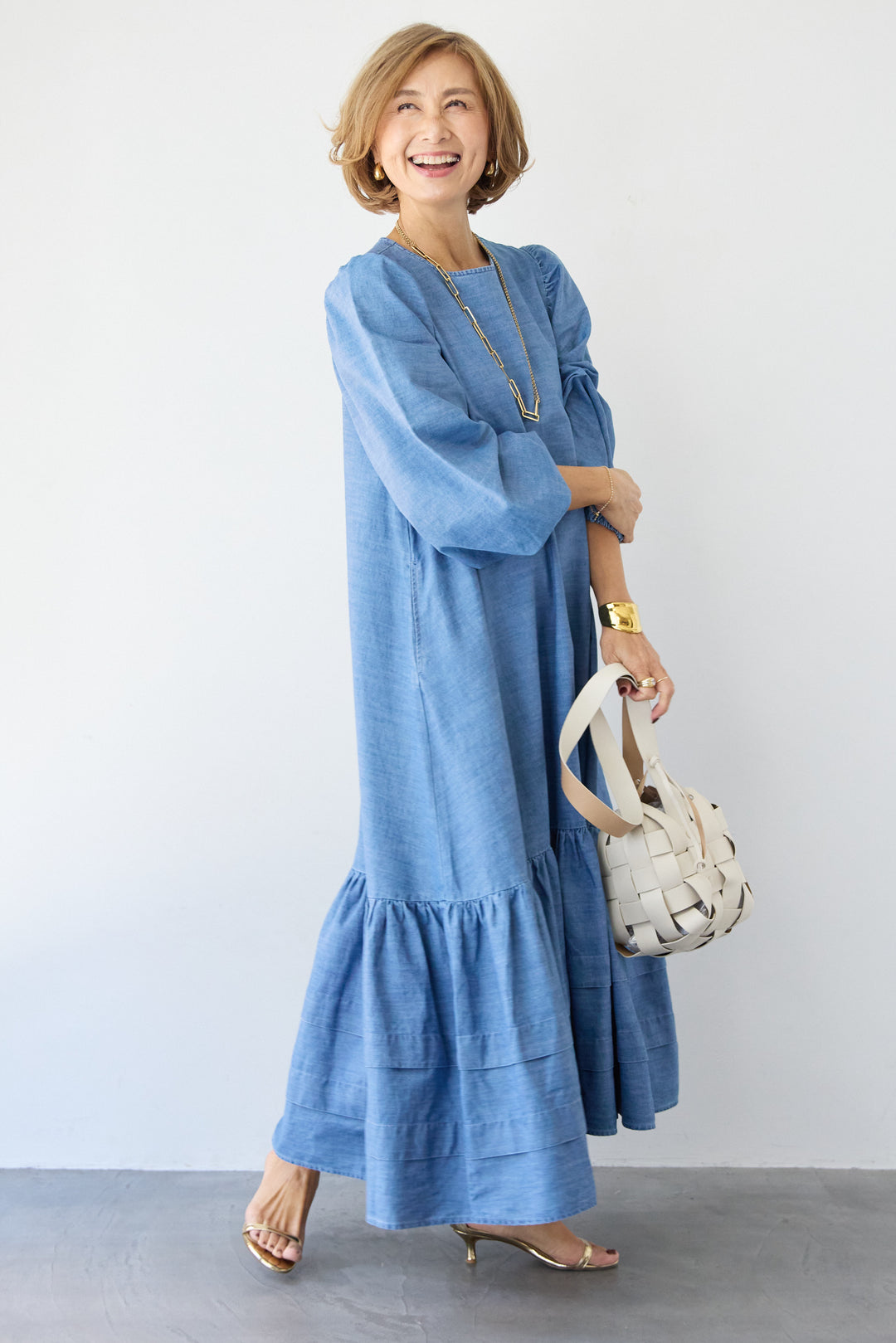 ティアードデニムワンピース