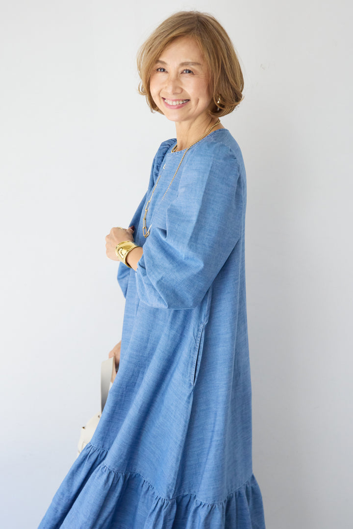 ティアードデニムワンピース